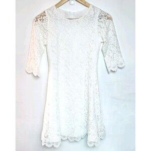 GRACE KARIN Girls Ivory Shift Lace Ivory Dress With Sleeves Size 6Y